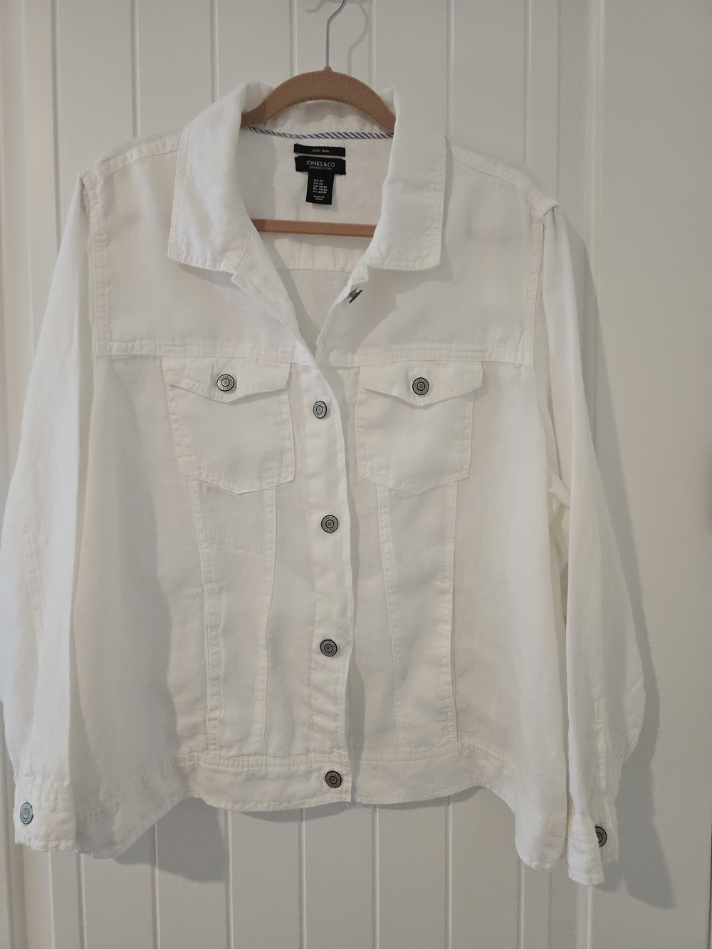 JONES & CO White Linen Jacket Size 2X- Classic Linen
